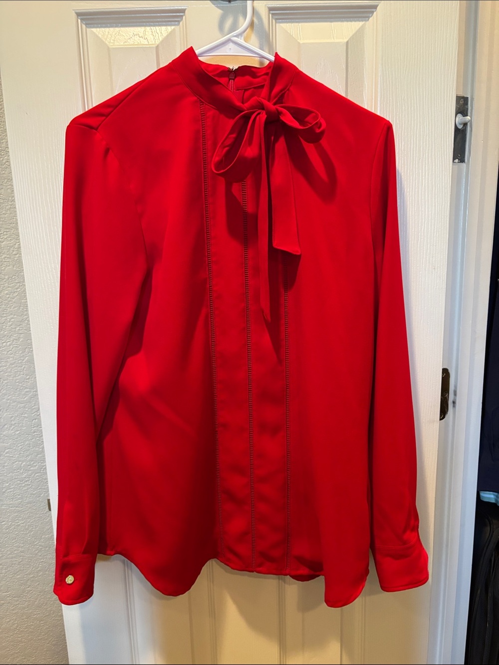 Lauren Ralph Lauren Red Tie Neck Bow Blouse Long Sleeve Career size 8